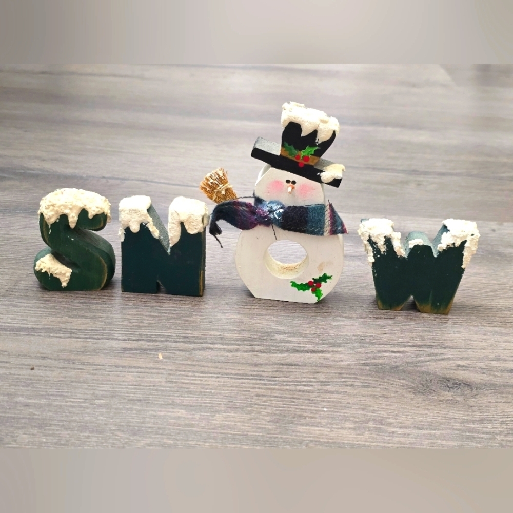 SNOW Wooden Letters Christmas Holiday Country Cabin Cottage Farmhouse Artsy